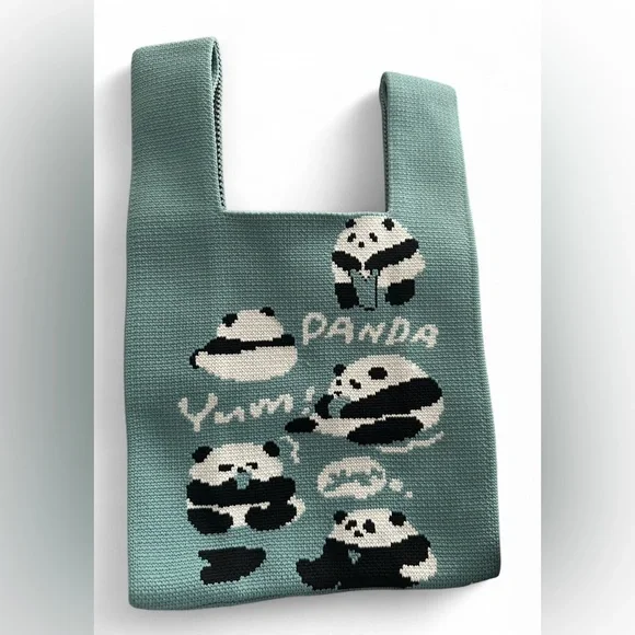 Cute Mini Panda Knit Tote Bag - Picture 2 of 3